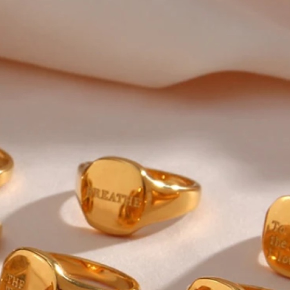 NEW! BREATHE ENGRAVED GOLD RING